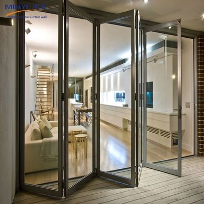 Πλαστικός ακορντεόν Αλουμινίου γυάλινος αυλής εξωτερική διπλή διπλή συρόμενη πόρτα με θερμική διακοπή