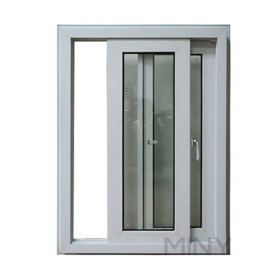 UPVC PVC διπλά γυαλισμένα συρόμενα παράθυρα και πόρτες με υλικό πλέγματος οθόνης από ίνες γυαλιού