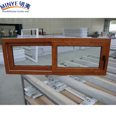 Ηχητικά αδιάβροχο πλαστικό πλαίσιο UPVC/PVC Στρίψιμα παράθυρα με διπλό τζάμι σε χρώμα ξύλου