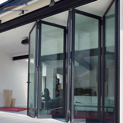 Πλαστικός ακορντεόν Αλουμινίου γυάλινος αυλής εξωτερική διπλή διπλή συρόμενη πόρτα με θερμική διακοπή