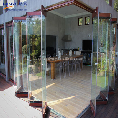 Όμορφη χωρίς πλαίσιο Custom Glass Αλουμινίου μπαλκόνι αναδιπλούμενη πόρτα με θερμική μόνωση